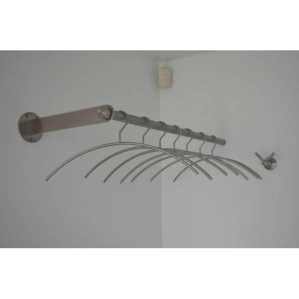 RVS kapstok voor hangers in hoek - Art.nr. 02-2000