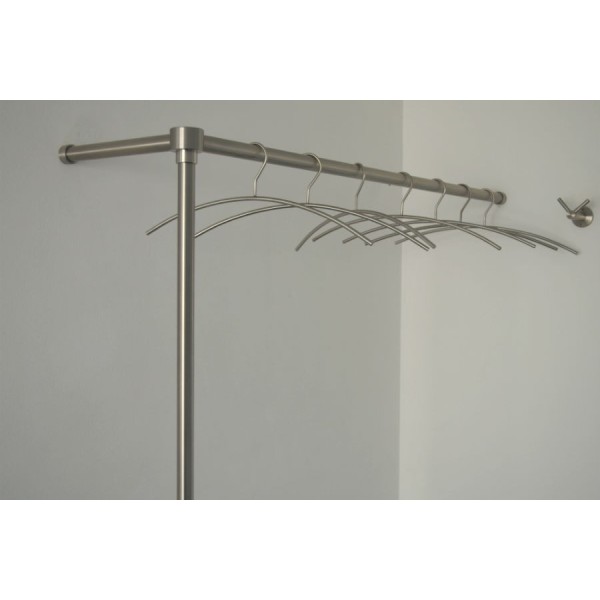 RVS kapstok voor hangers hoekopstelling met verticale staander - Art.nr. 02-01-003