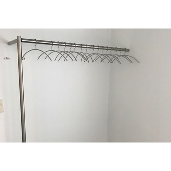 RVS kapstok voor hangers hoekopstelling met verticale staander - Art.nr. 02-02-004