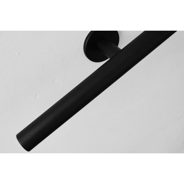 Ronde zwarte trapleuning - 28 mm - vlakke steun - Art.nr. ZW03-003