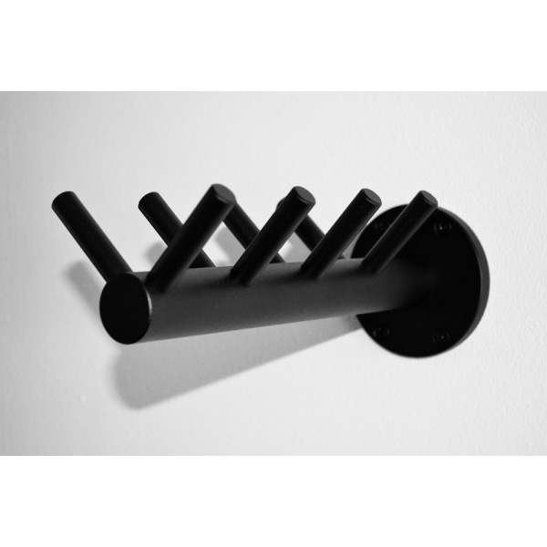 Zwarte wandkapstok met 8 pennen - Art.nr. ZW02-04-008